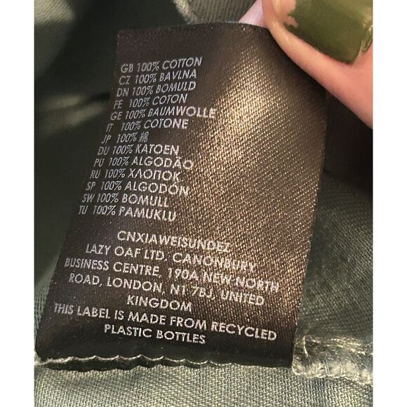 Lazy Oaf Happy Sad Green Colorblock Zip Cotton Track Top Sweater - Size Small - Picture 7 of 7